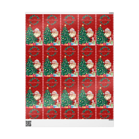 Santa & Christmas Tree Wrapping Paper