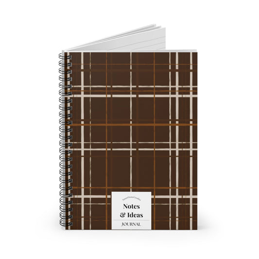 Brown Plaid Spiral Notebook — Notes & Ideas Ruled Journal - SmartHomeGoodies