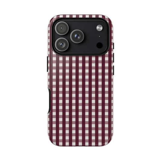Burgundy Gingham Phone Case - SmartHomeGoodies