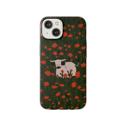 Cow in Flower Field - Flexi iPhone Cases - SmartHomeGoodies