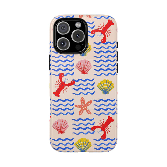 Lobster in Waves Phone Case with shells - SmartHomeGoodies