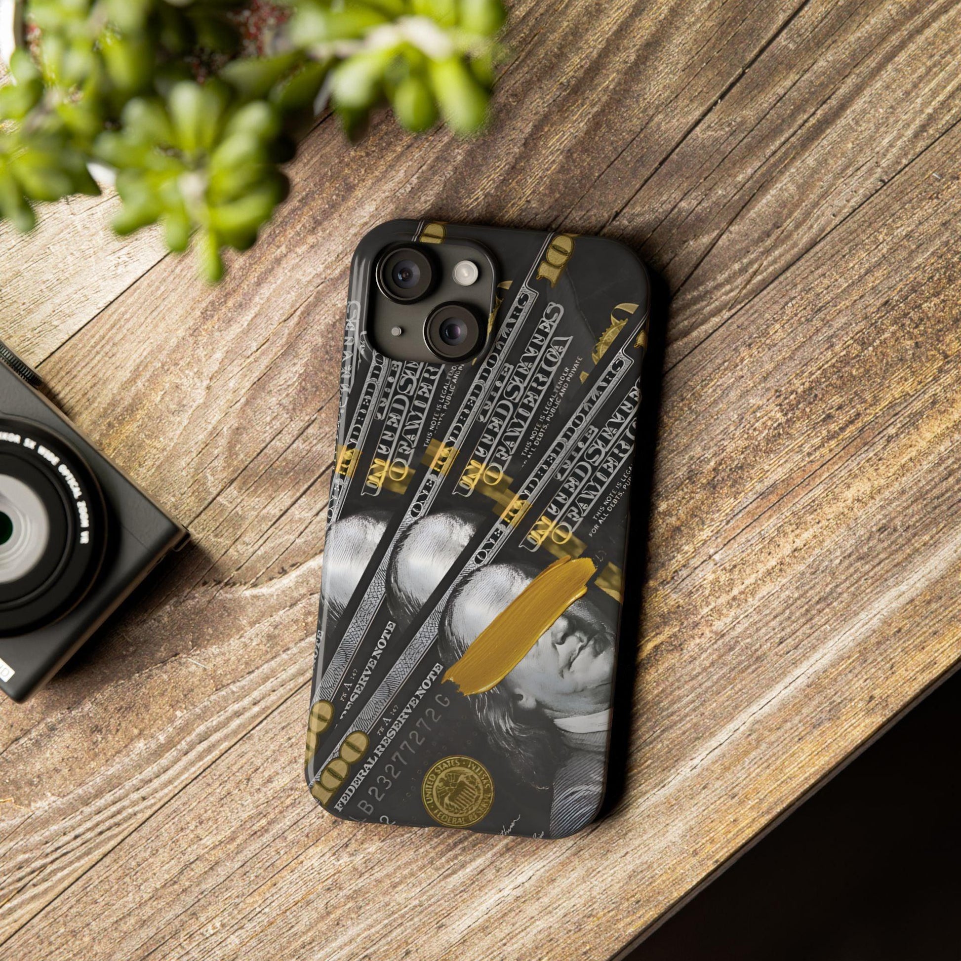 100 US Dollar Slim iPhone Case in Black & Gold - SMARTHOMEGOODIES - SmartHomeGoodies