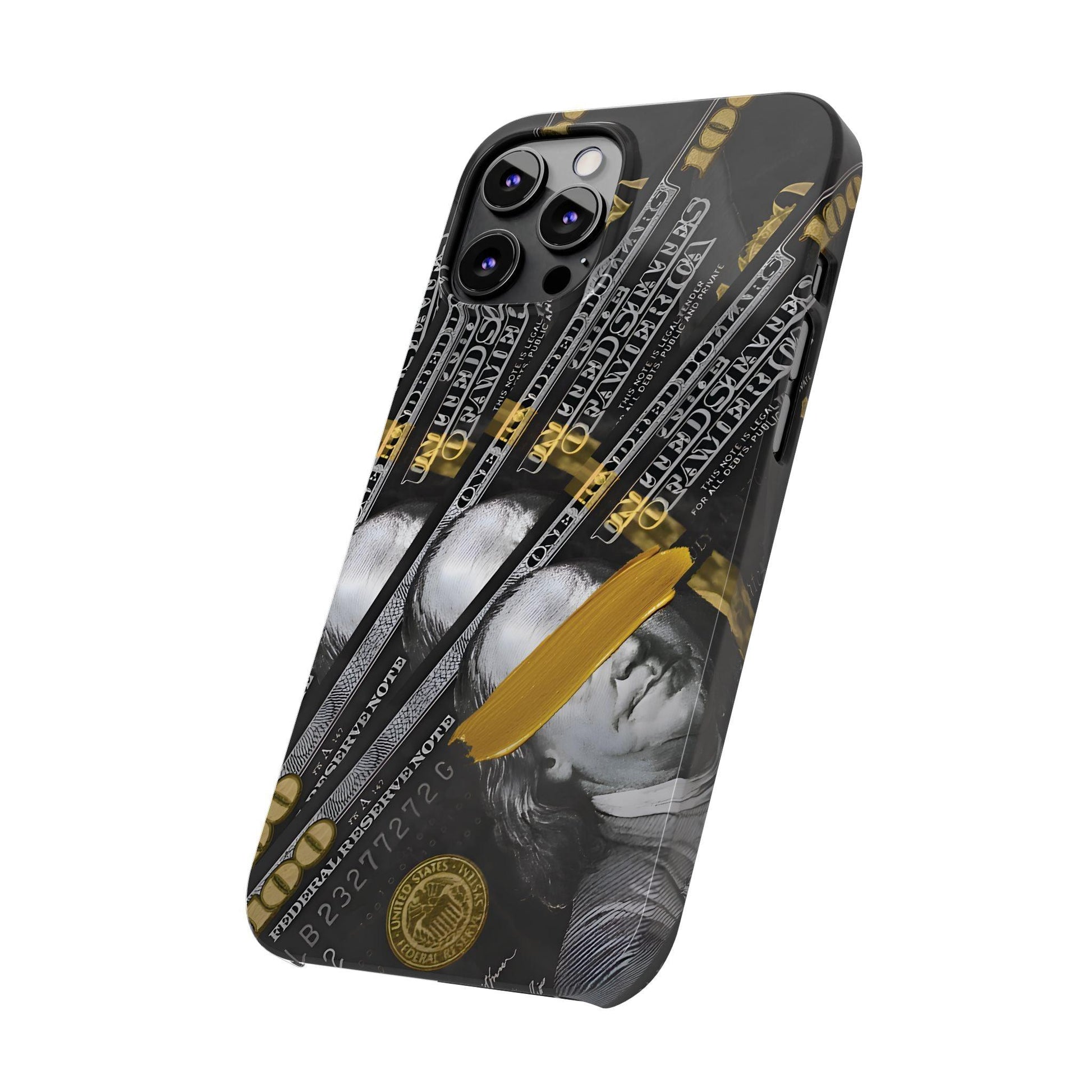 100 US Dollar Slim iPhone Case in Black & Gold - SMARTHOMEGOODIES - SmartHomeGoodies