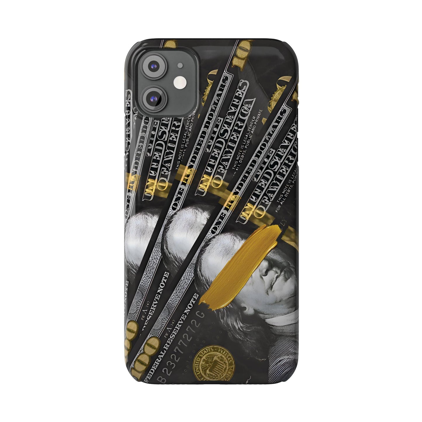 100 US Dollar Slim iPhone Case in Black & Gold - SMARTHOMEGOODIES - SmartHomeGoodies