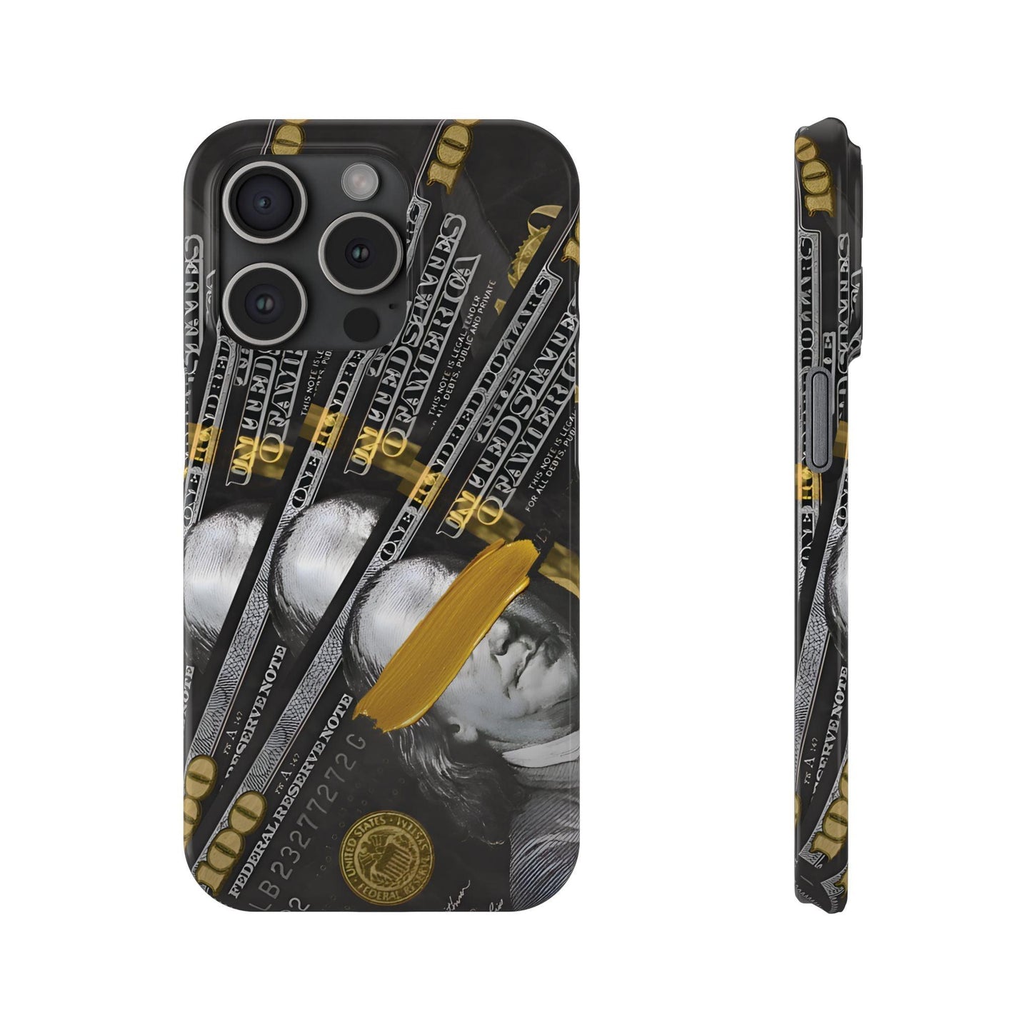 100 US Dollar Slim iPhone Case in Black & Gold - SMARTHOMEGOODIES - SmartHomeGoodies