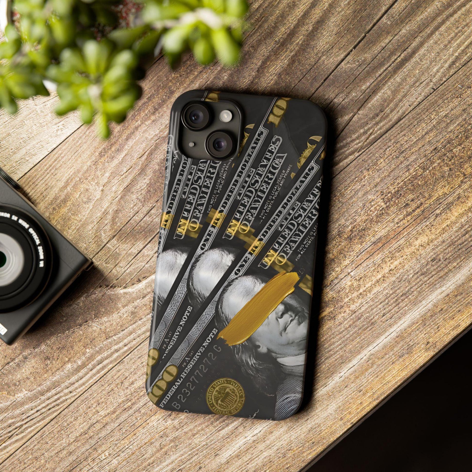 100 US Dollar Slim iPhone Case in Black & Gold - SMARTHOMEGOODIES - SmartHomeGoodies