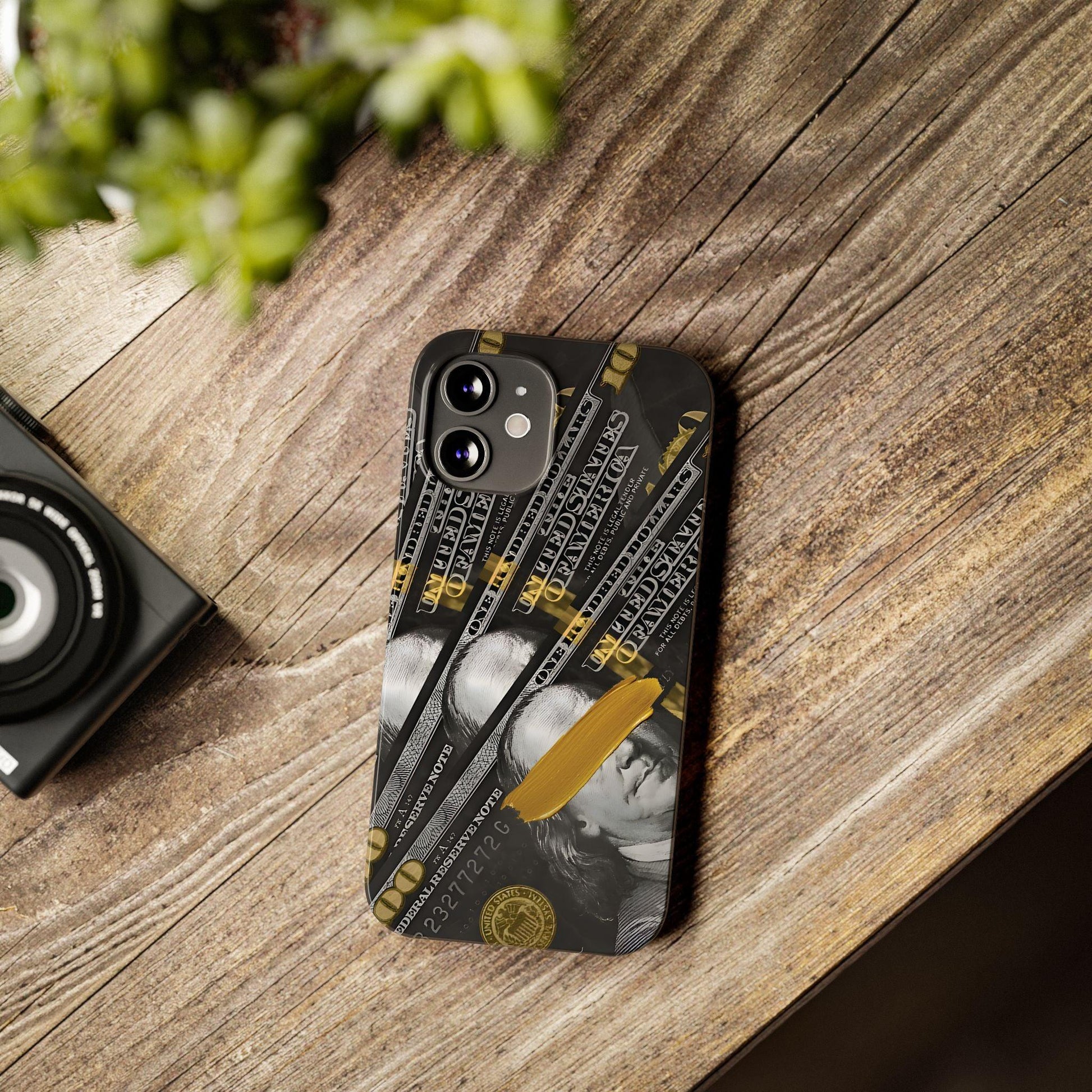 100 US Dollar Slim iPhone Case in Black & Gold - SMARTHOMEGOODIES - SmartHomeGoodies