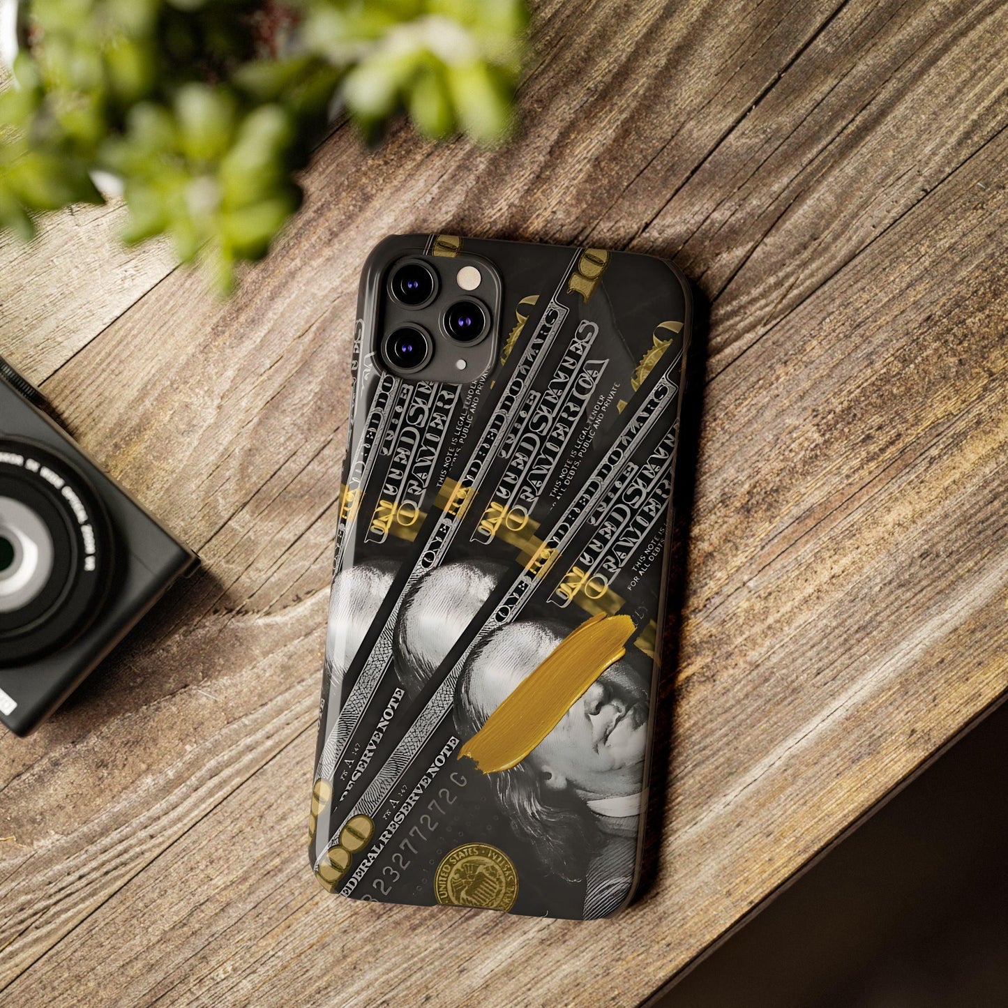100 US Dollar Slim iPhone Case in Black & Gold - SMARTHOMEGOODIES - SmartHomeGoodies