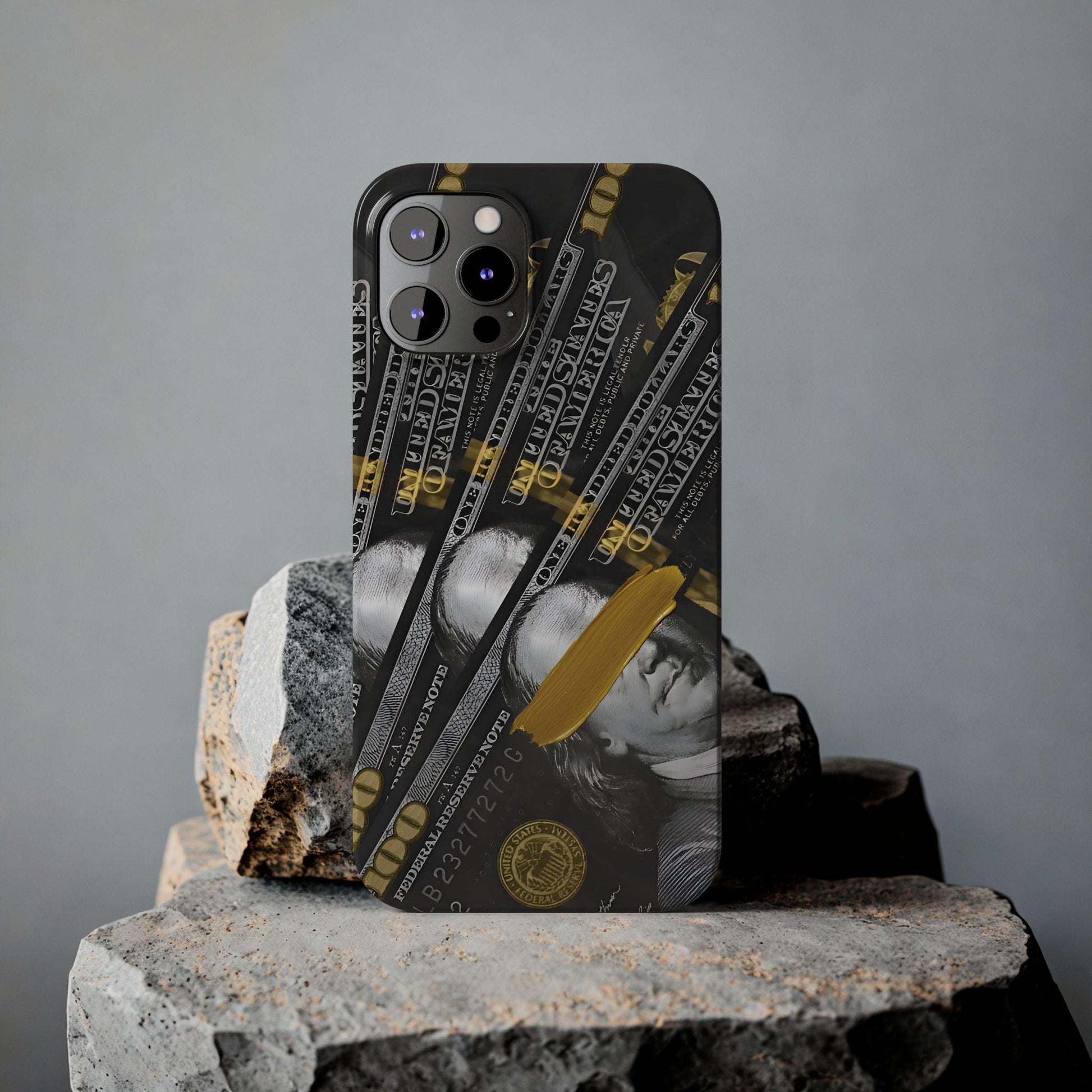 100 US Dollar Slim iPhone Case in Black & Gold - SMARTHOMEGOODIES - SmartHomeGoodies