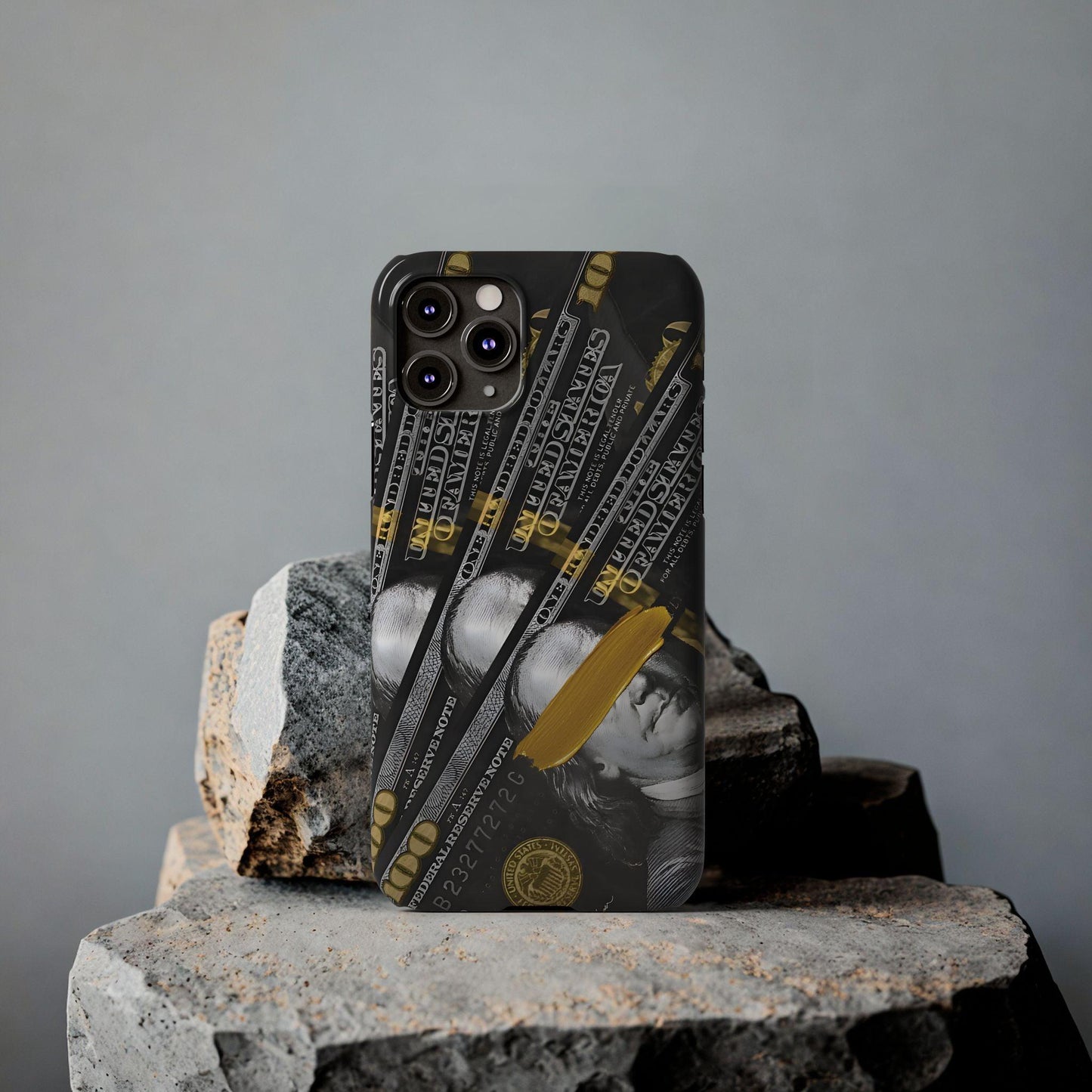 100 US Dollar Slim iPhone Case in Black & Gold - SMARTHOMEGOODIES - SmartHomeGoodies
