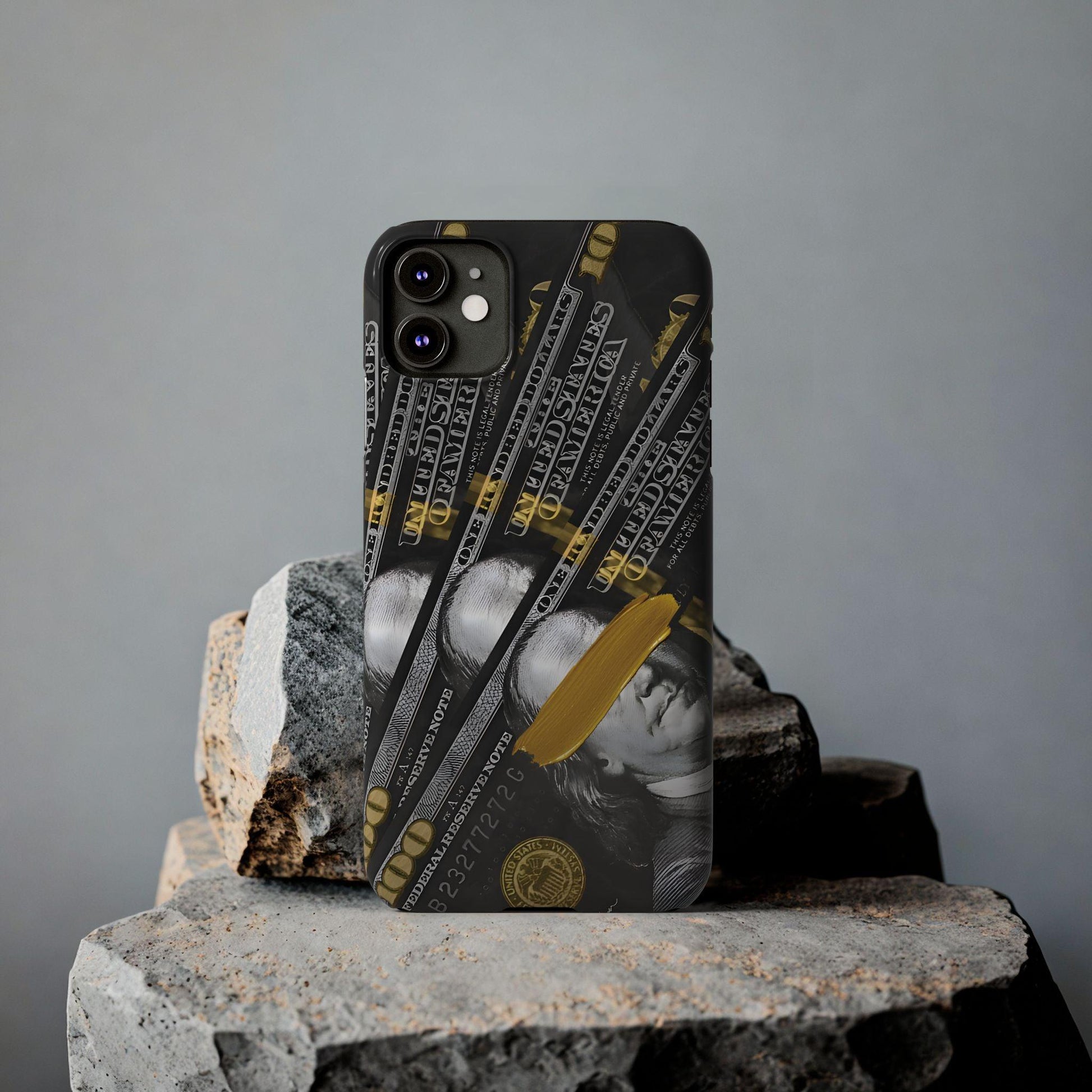 100 US Dollar Slim iPhone Case in Black & Gold - SMARTHOMEGOODIES - SmartHomeGoodies