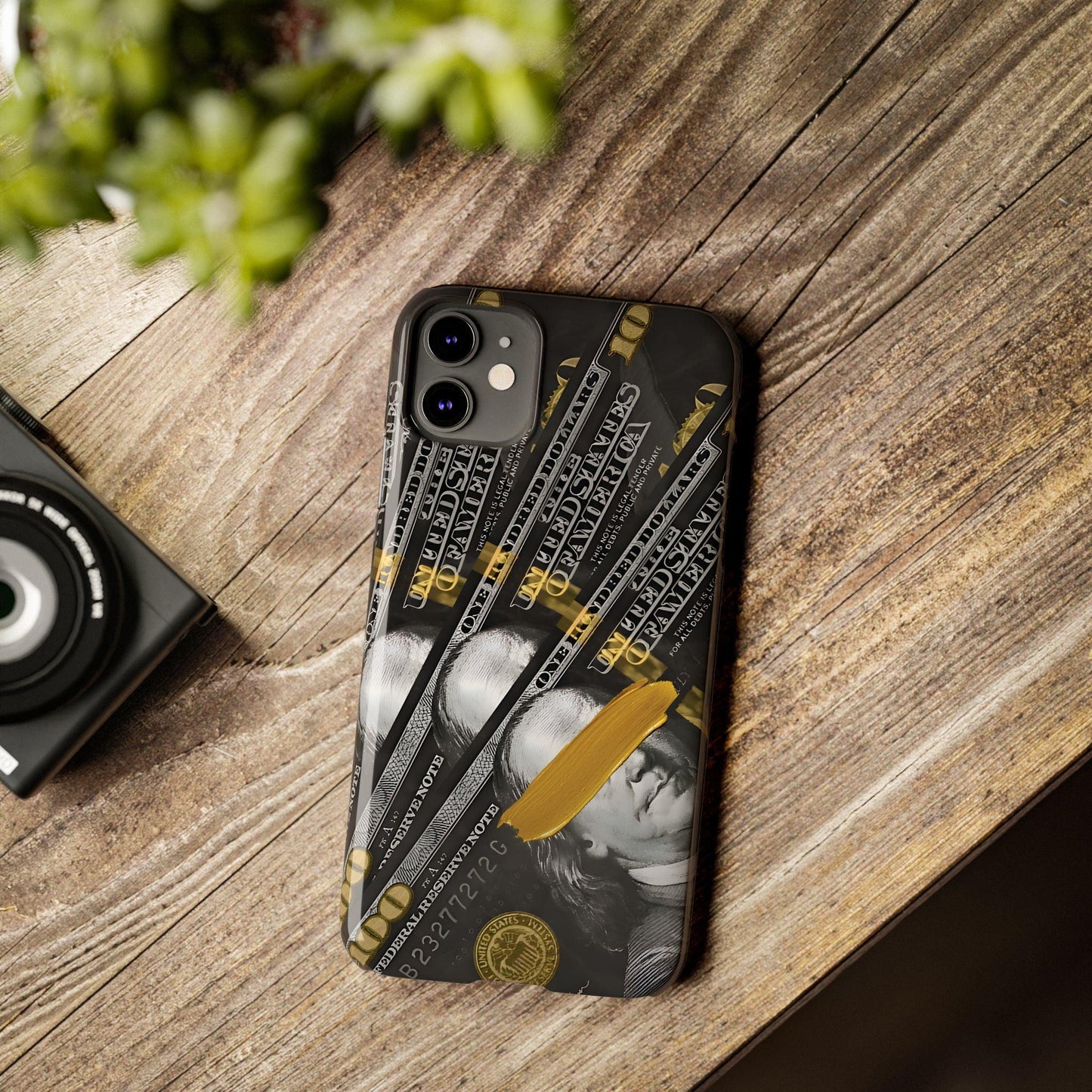 100 US Dollar Slim iPhone Case in Black & Gold - SMARTHOMEGOODIES - SmartHomeGoodies