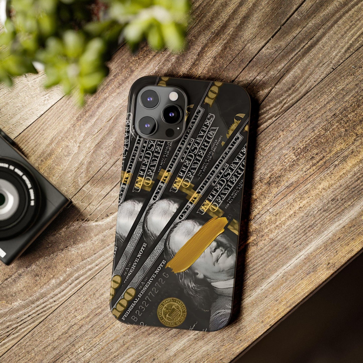 100 US Dollar Slim iPhone Case in Black & Gold - SMARTHOMEGOODIES - SmartHomeGoodies
