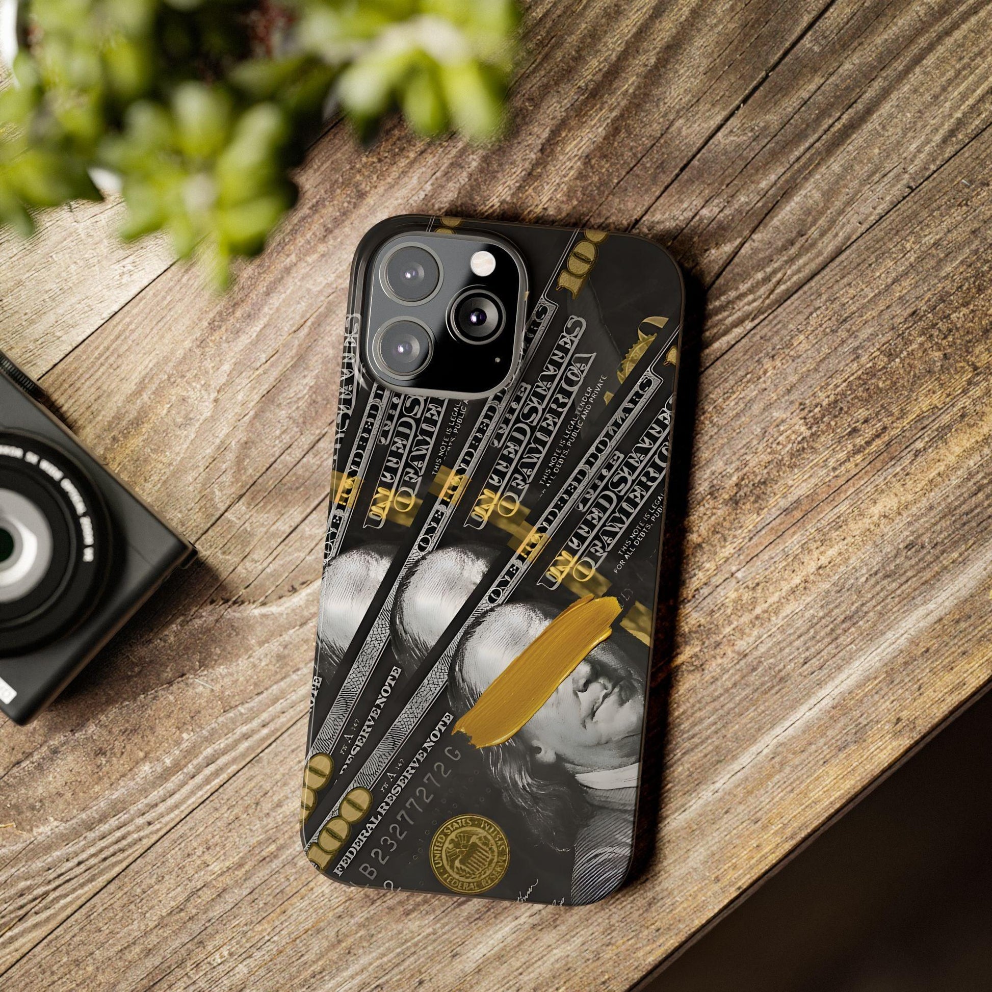 100 US Dollar Slim iPhone Case in Black & Gold - SMARTHOMEGOODIES - SmartHomeGoodies