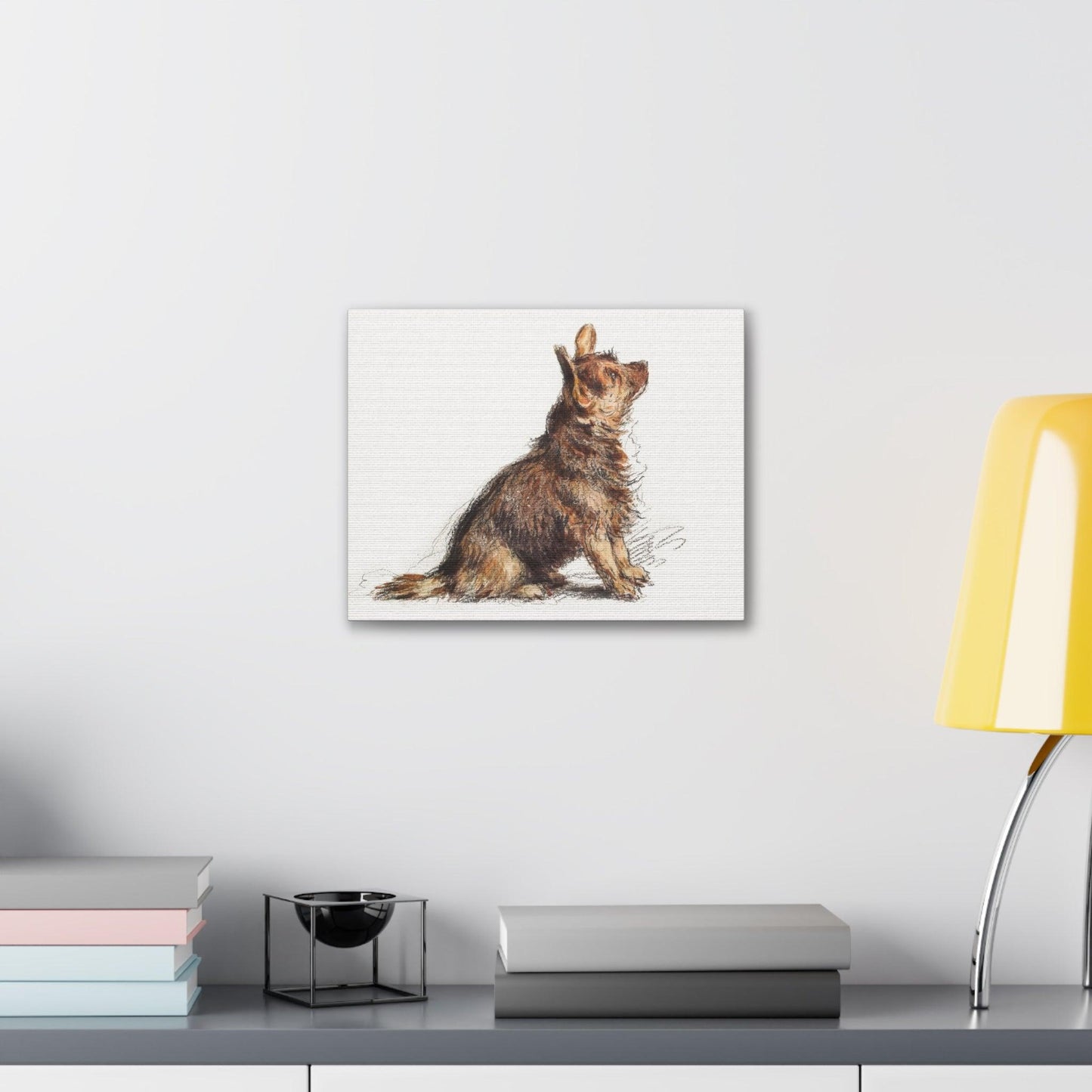 Sitting Terrier by William Henry Hunt - Canvas Gallery Wraps - Aesthetic watercolor