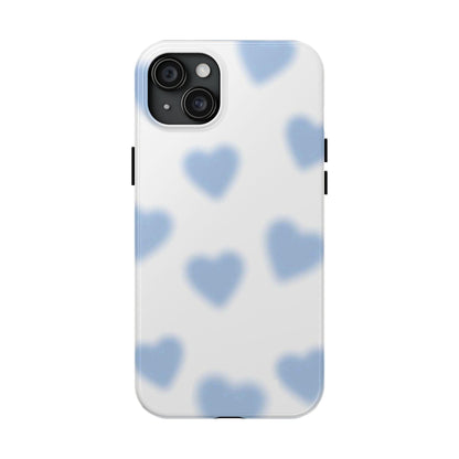 Blue-Blurry Hearts Tough iPhone Cases