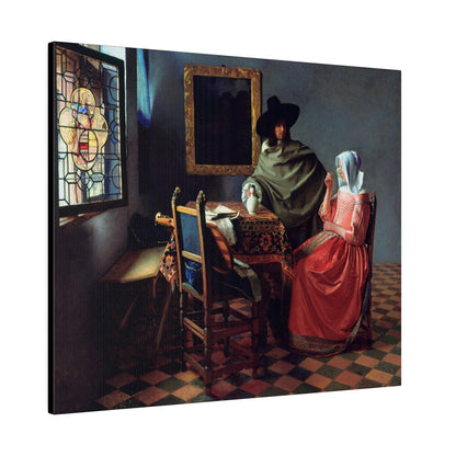 The Wine Glass by Johannes Vermeer circa 1658 to 1660 famous painting on a Matte Canvas Stretched 0.75