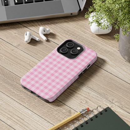 Pink Gingham Tough iPhone Cases