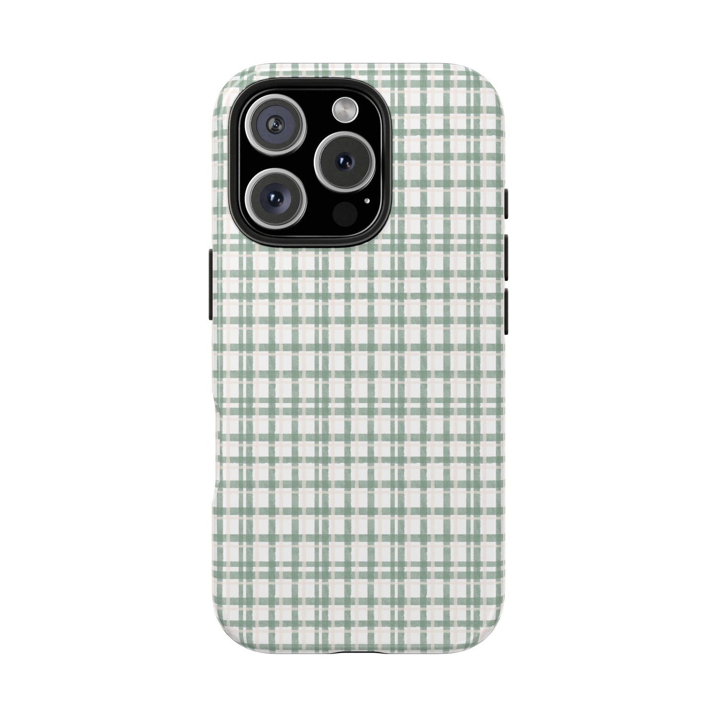 Vintage Sage Gingham Tough iPhone Cases