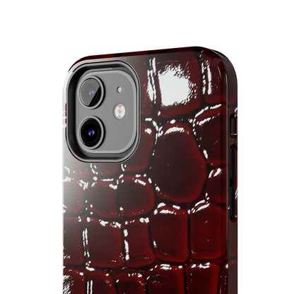 Croc Print Cherry Red Tough Phone Case – Luxe Protection with Bold Style