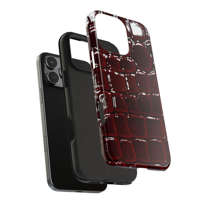 Croc Print Cherry Red Tough Phone Case – Luxe Protection with Bold Style