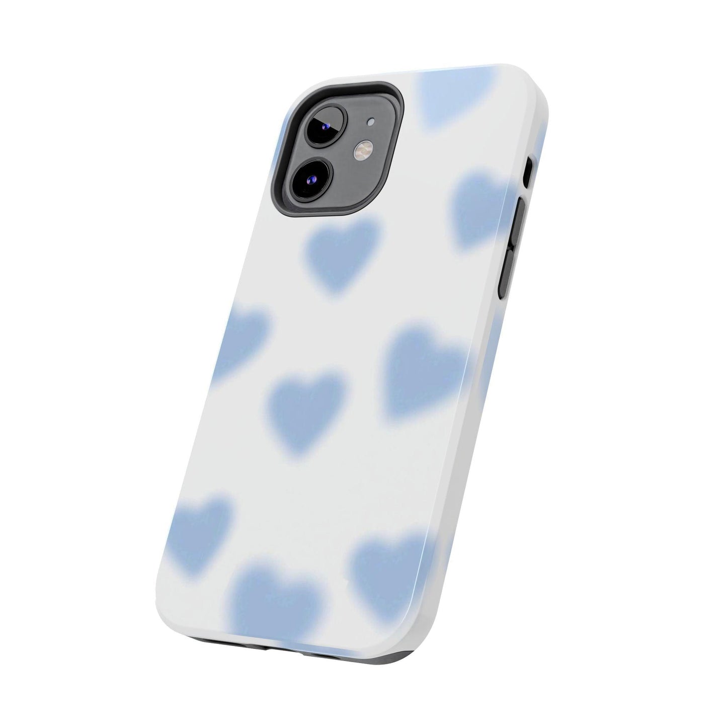 Blue-Blurry Hearts Tough iPhone Cases