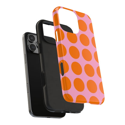 Orange Dots on Pink Tough Phone Cases