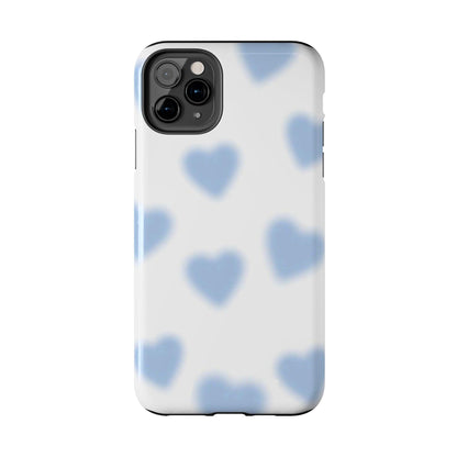 Blue-Blurry Hearts Tough iPhone Cases