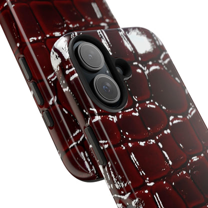 Croc Print Cherry Red Tough Phone Case – Luxe Protection with Bold Style