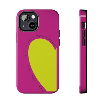 Amor Neon Heart Tough iPhone Cases