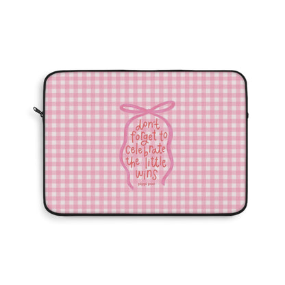 Celebrate Little Wins - Cute Pink Gingham Laptop Sleeve