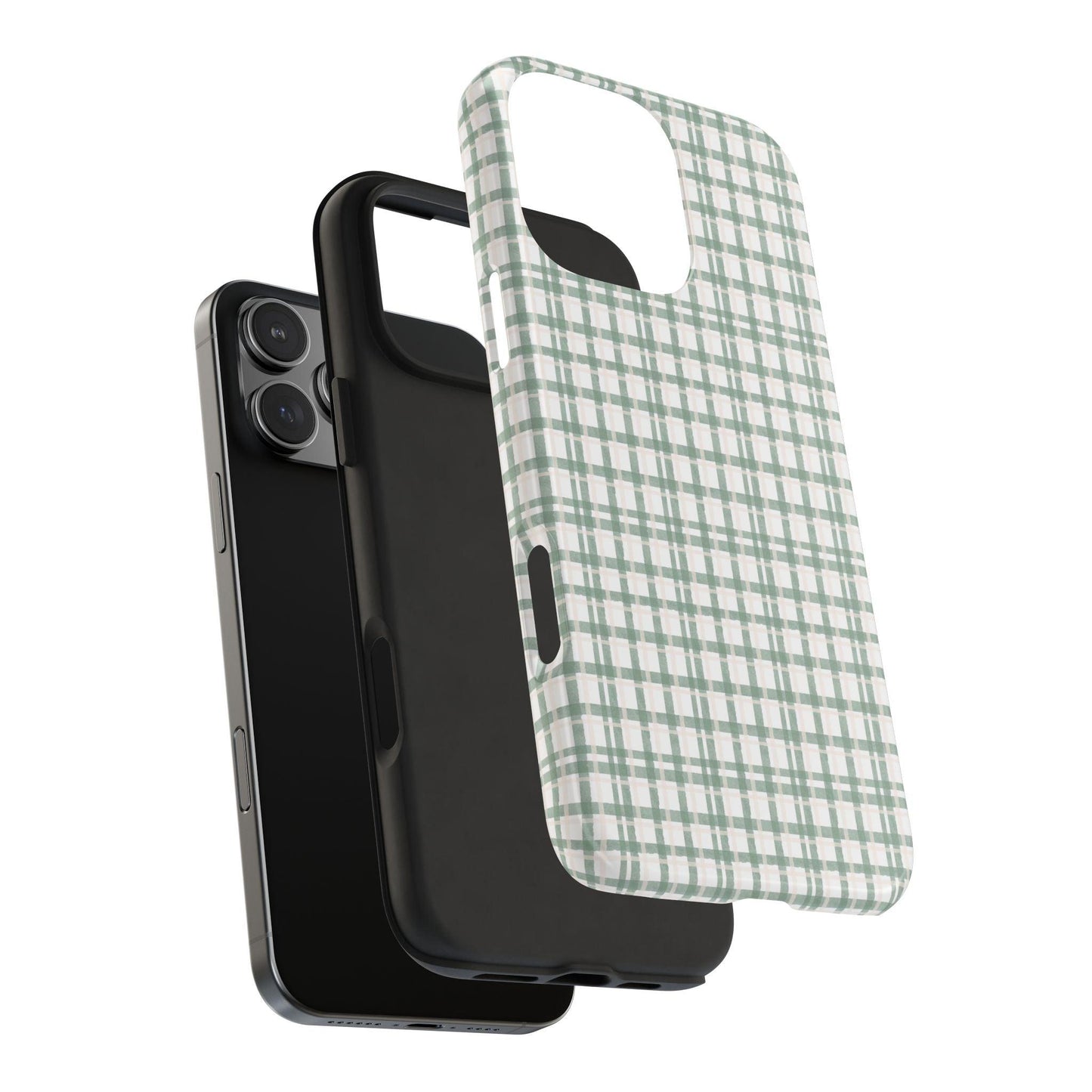 Vintage Sage Gingham Tough iPhone Cases