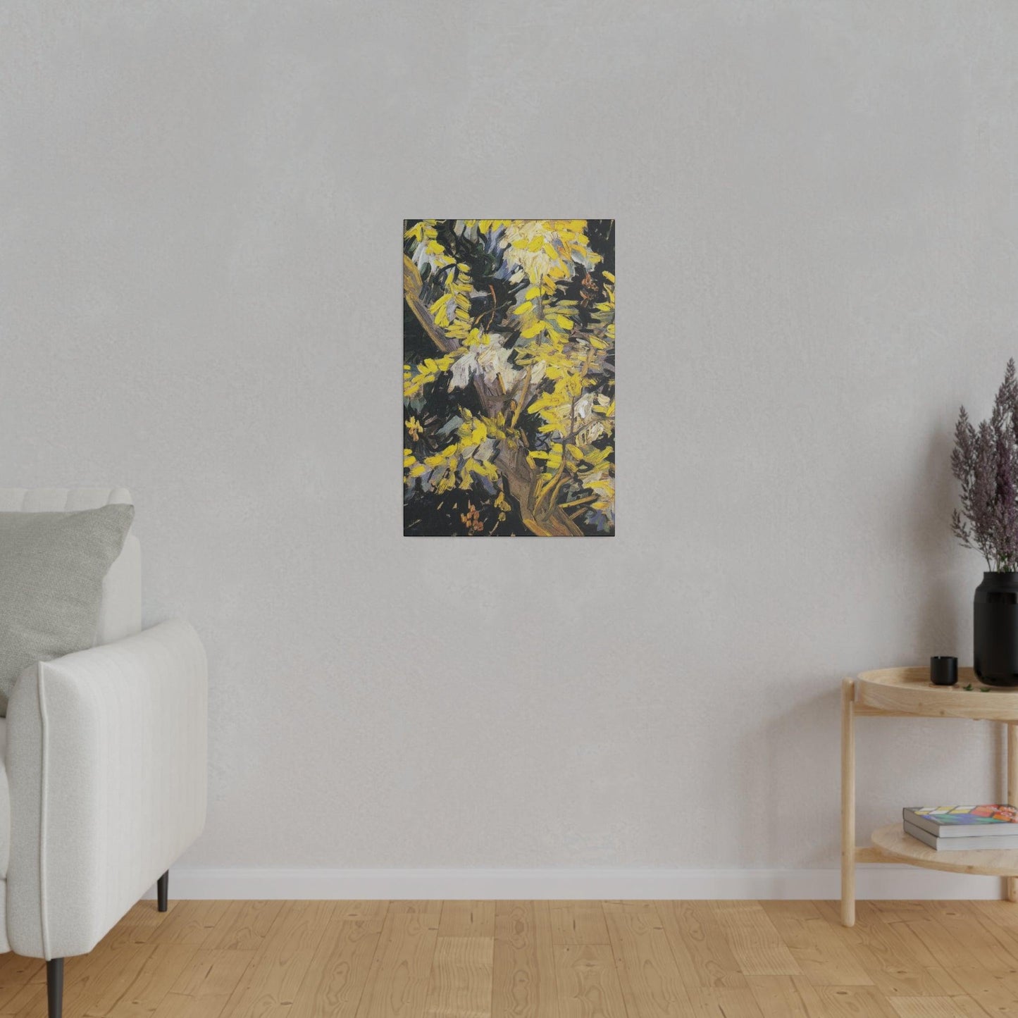 Vincent van Gogh's Blossoming Acacia Branches (1890) famous painting - Matte Canvas, Stretched, 0.75"