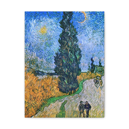 Vincent van Gogh's Road with Cypress and Star (1890) - Canvas Gallery Wraps