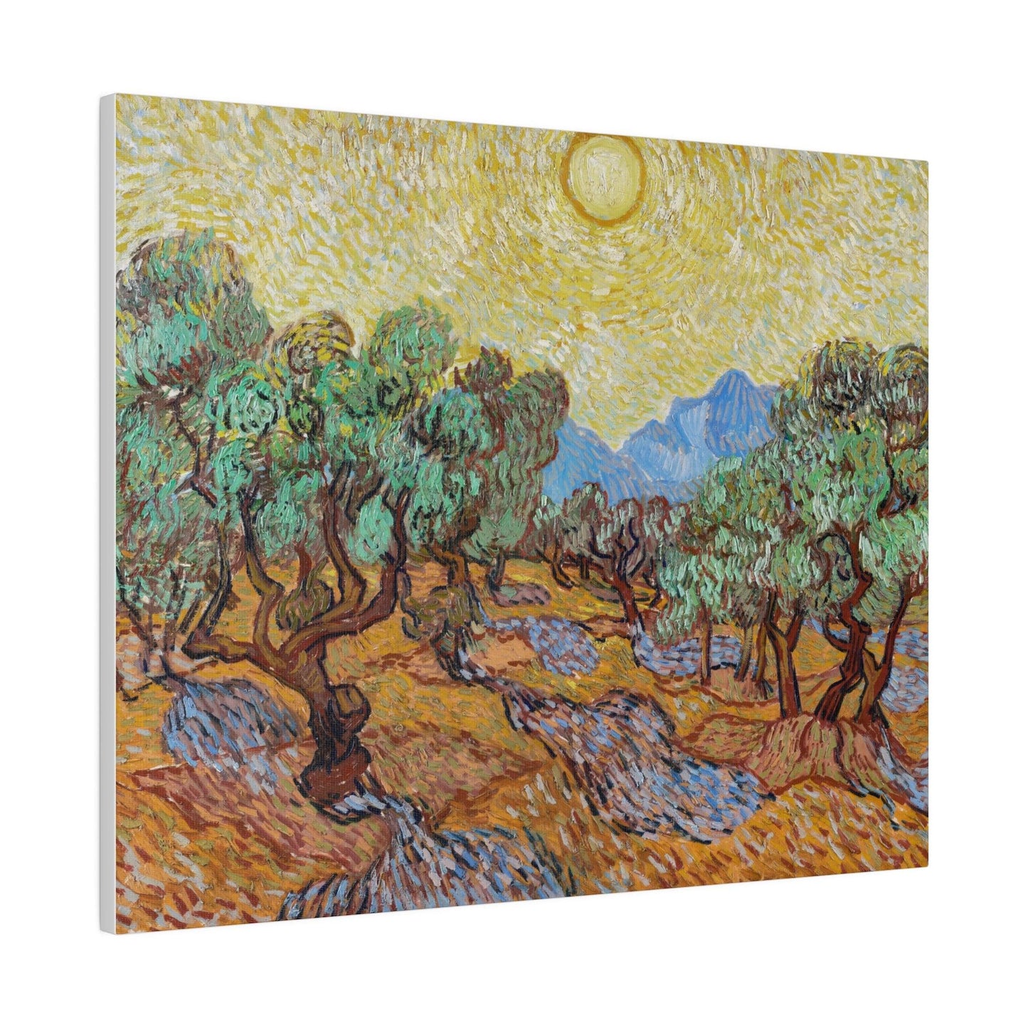 Vincent van Gogh's Olive Trees (1889) famous landscape painting - Matte Canvas, Stretched, 0.75"