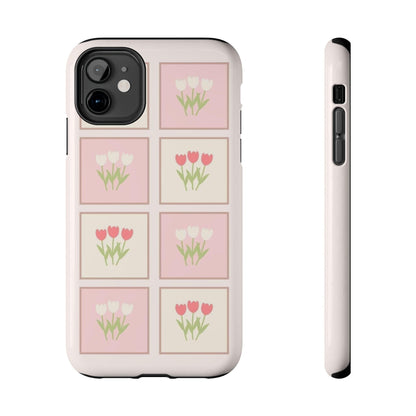 Floral Pastel Tulips Garden Tough iPhone Cases