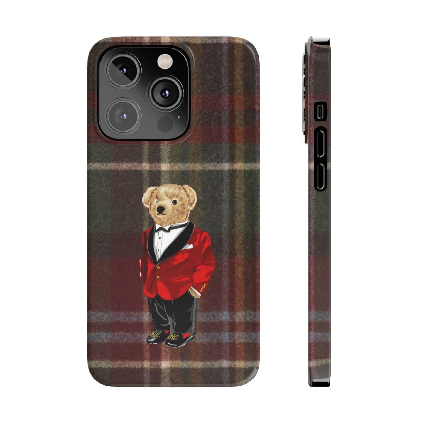 Dapper Bear Plaid Phone Case - Classic Tartan Polo Bear Design iPhone Cases