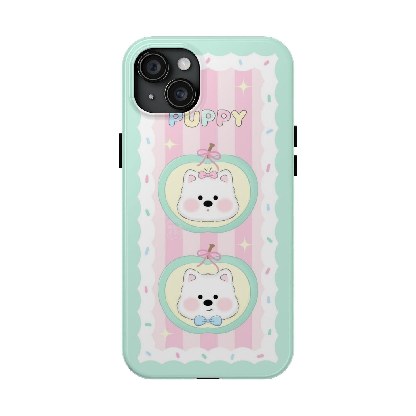 Cute Puppy Pink and Green Tough iPhone Cases