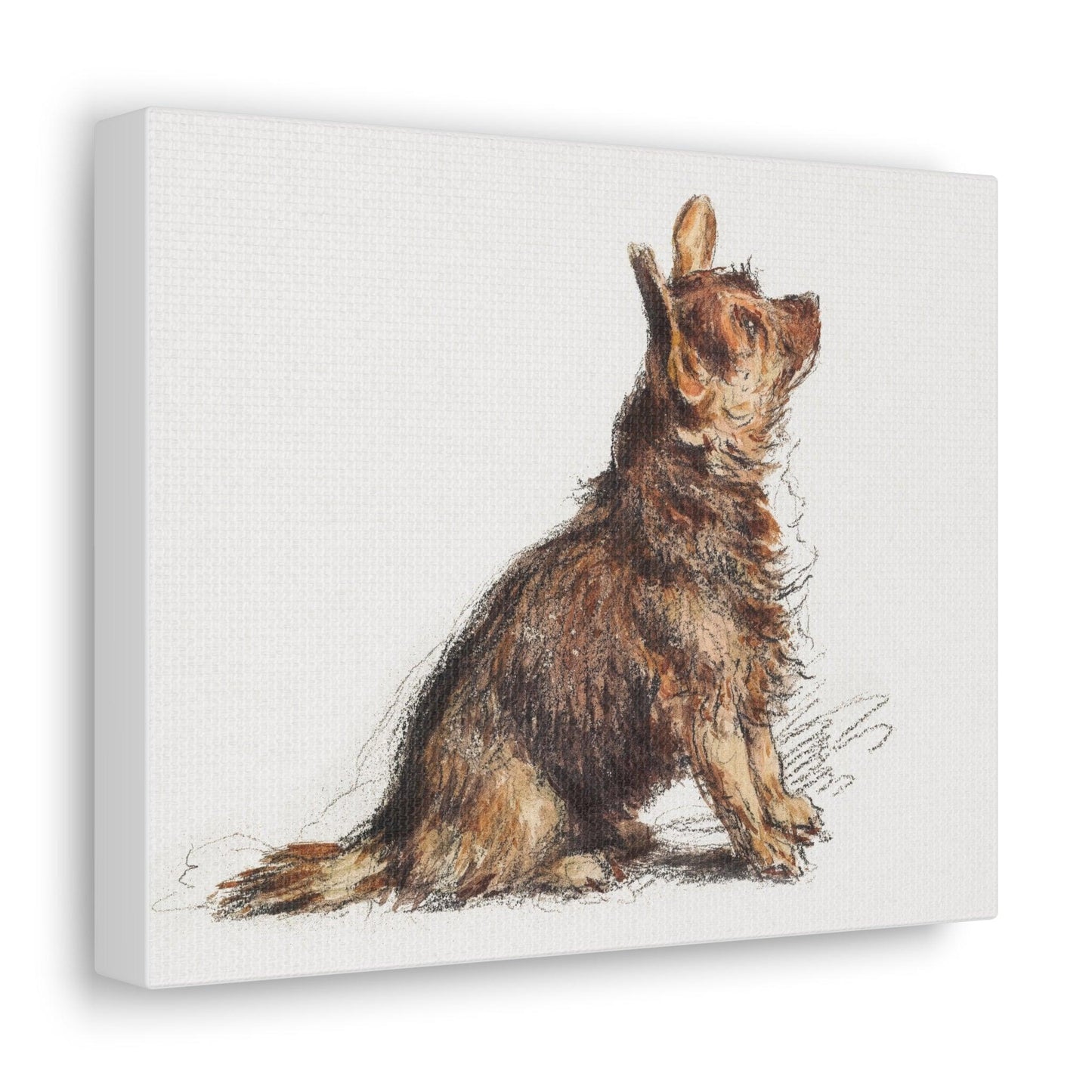 Sitting Terrier by William Henry Hunt - Canvas Gallery Wraps - Aesthetic watercolor