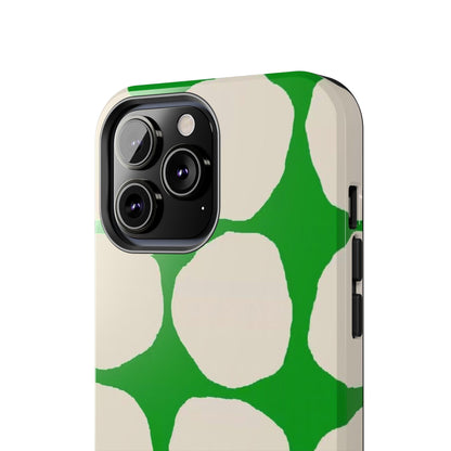 Green Scape with Beige Dots Tough iPhone Cases