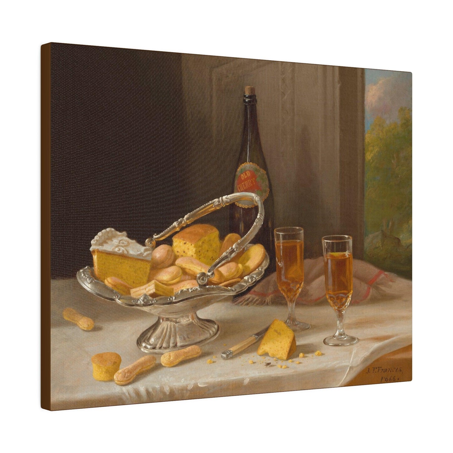 Still Life with Silver Cake Basket (1866) by John F. Francis - Matte Canvas, Stretched, 0.75"