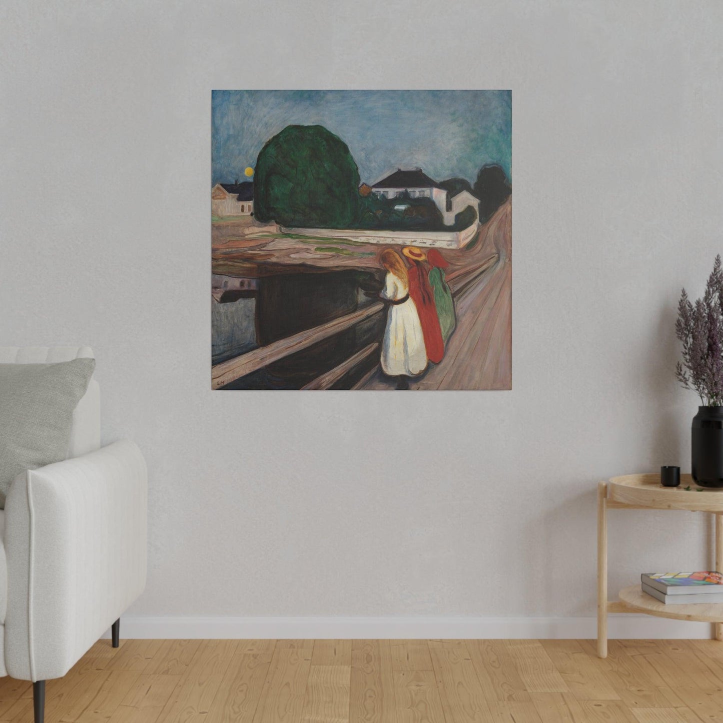 Edvard Munch's The Girls on the Bridge 1901  Matte Canvas Stretched 0.75