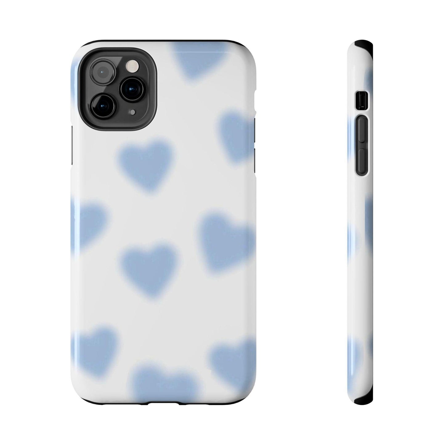 Blue-Blurry Hearts Tough iPhone Cases