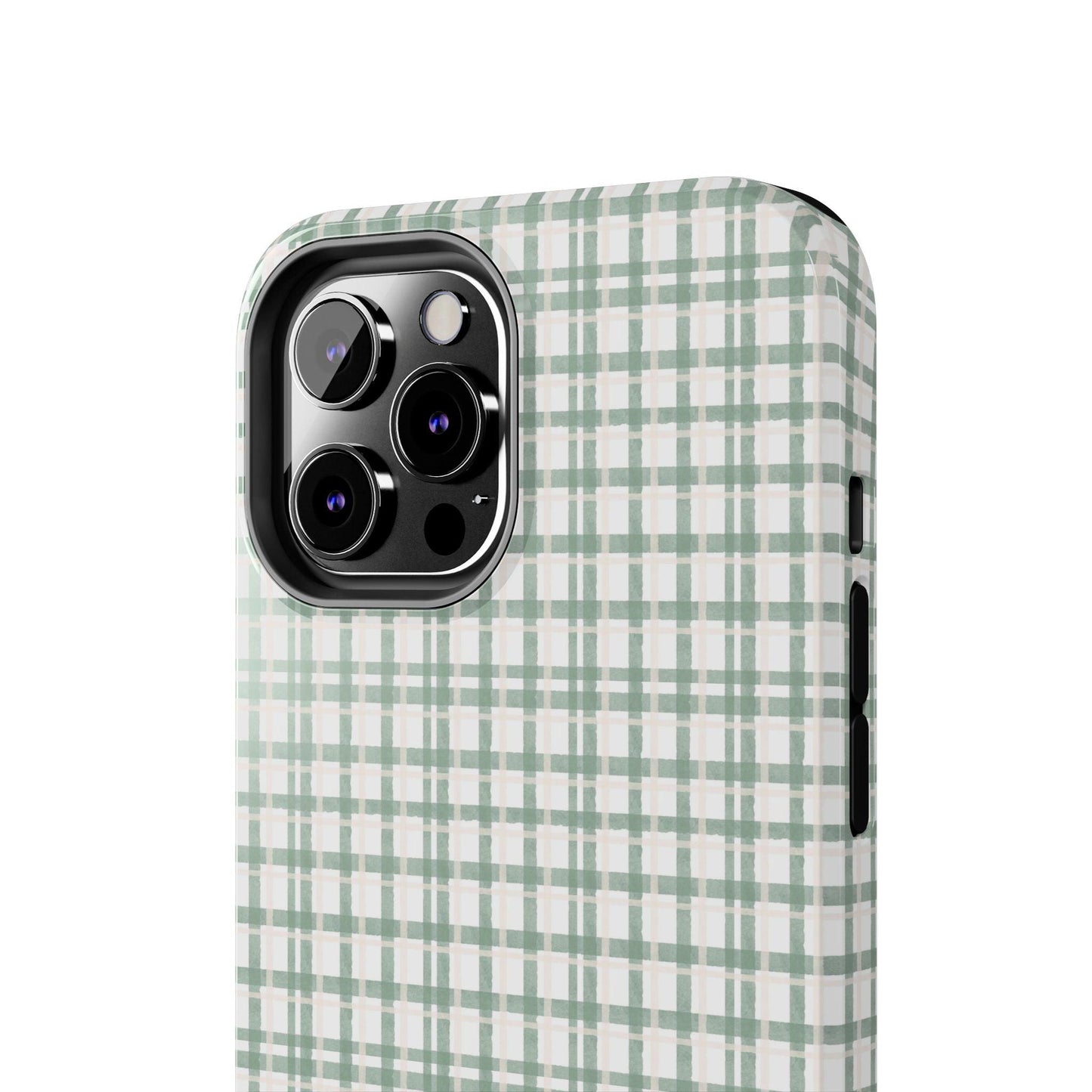 Vintage Sage Gingham Tough iPhone Cases