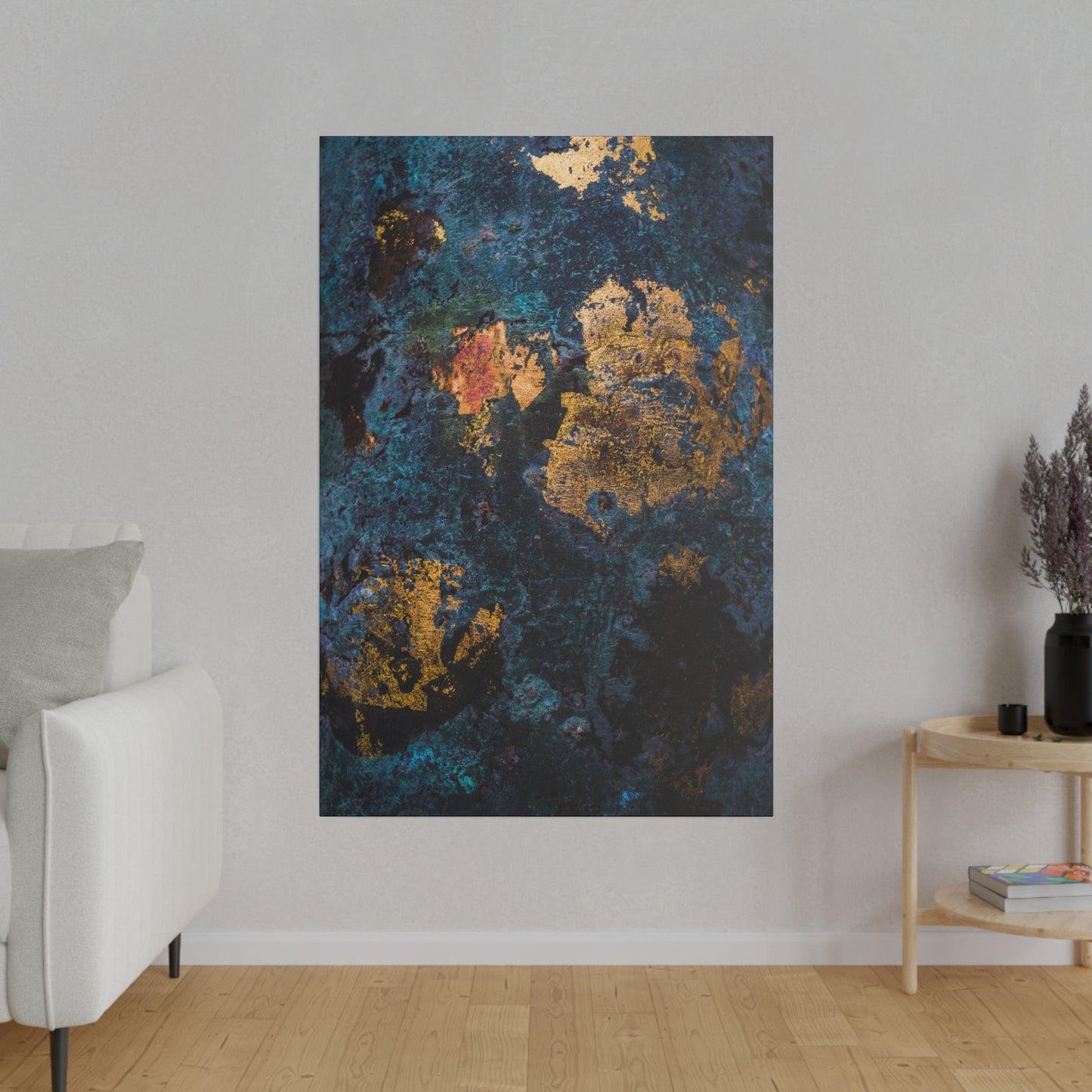 Blue Gold Abstract Painting - Matte Canvas, Stretched, 0.75"