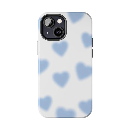 Blue-Blurry Hearts Tough iPhone Cases