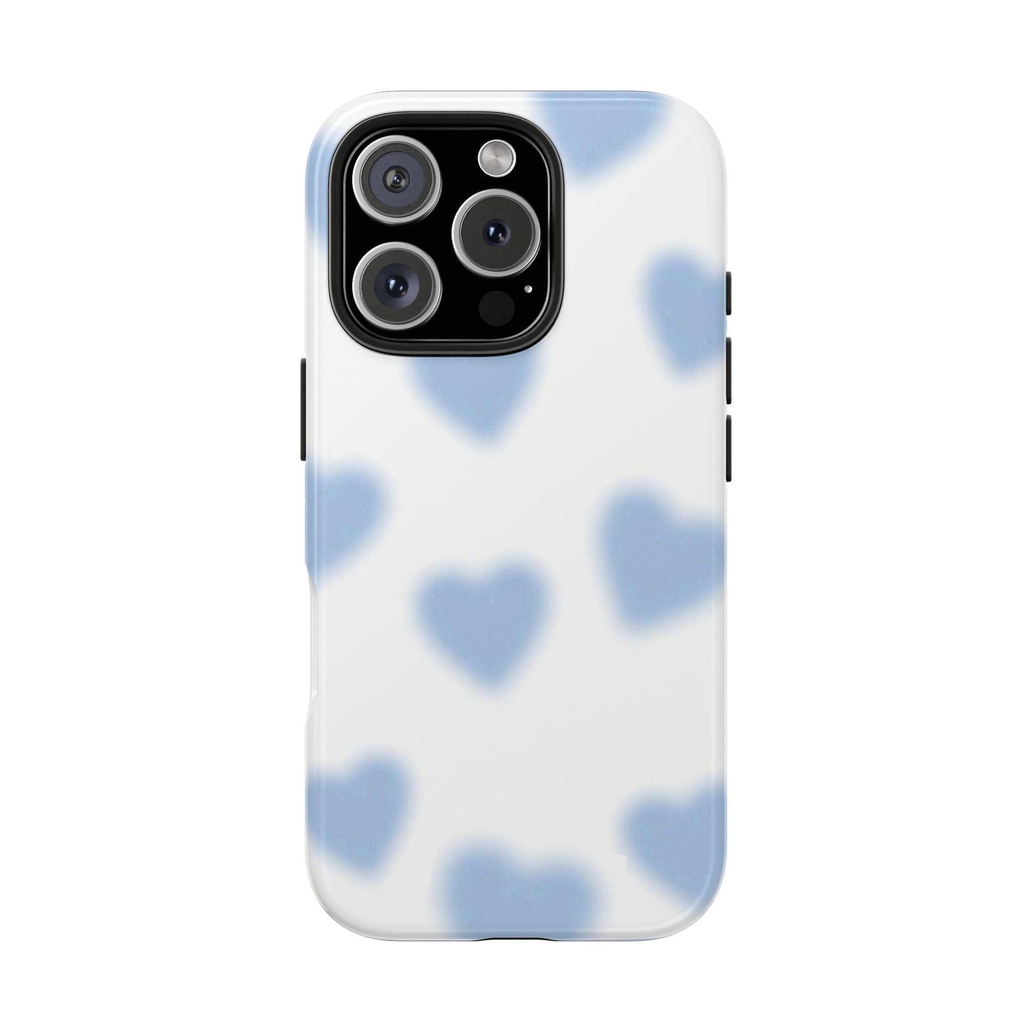 Blue-Blurry Hearts Tough iPhone Cases