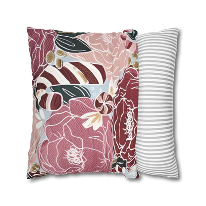 Candy Canes and Flowers Cushion Covers - Spun Polyester Square Pillowcase