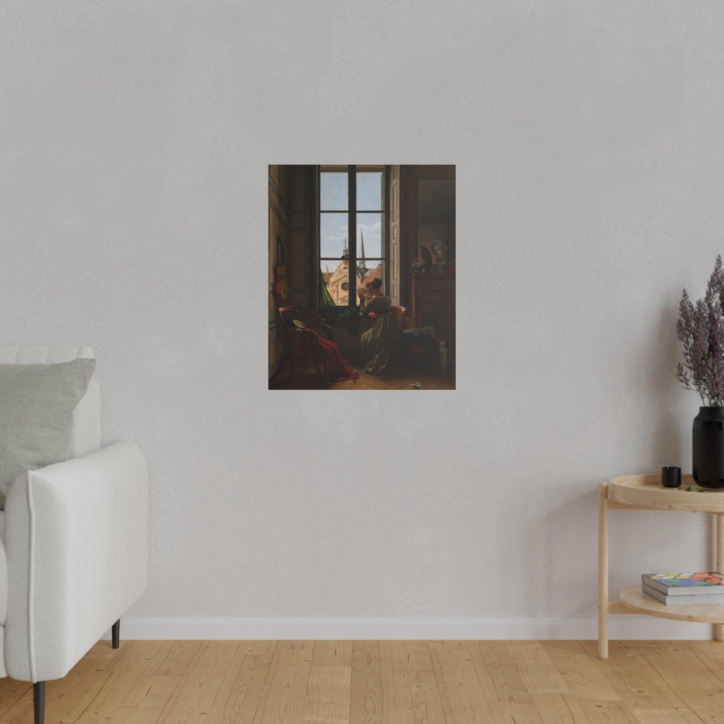 Interior with Young Woman Tracing a Flower - Matte Canvas, Stretched, 0.75"