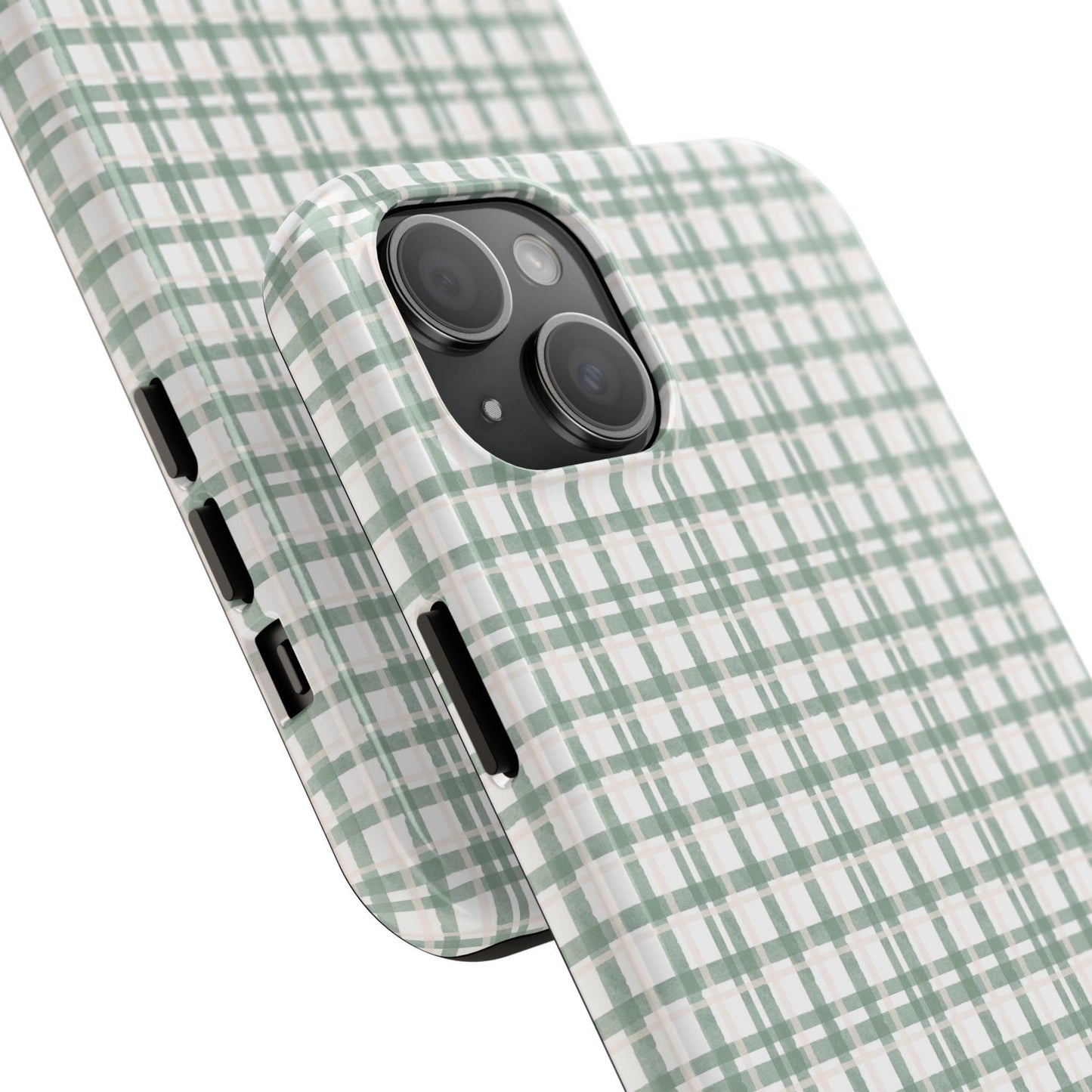 Vintage Sage Gingham Tough iPhone Cases